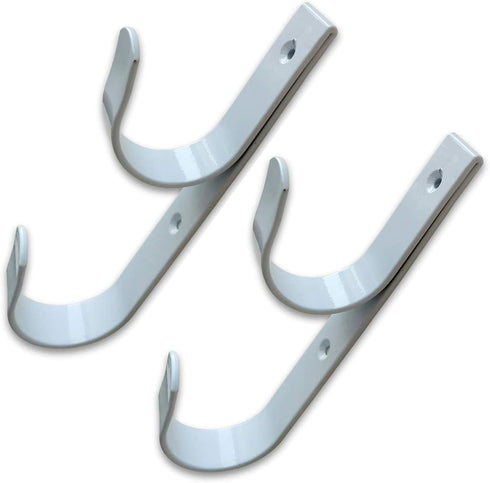 4 PCS Set Wide Pool Pole Hangers Heavy Duty White Aluminium Holder Hooks with Screws Perfect Hook Holders for Swimming Pool Telescopic Poles Skimm...