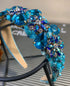 KAOYOO 1 Yard Flower Pattern Rhinestone Chain Trim, Inlaid with Blue AB Crystal Rhinestone and Golden Brass Base Prong Chain for Sewing Craft,Wedd...