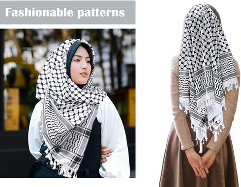 Scarf Arab Wrap with Tassel, Muslim Headscarf, Square Scarf, Head Neck Scarf, Muslim Turban, Arabic Tassel Scarf, for Muslim Ramadan Islamic Decor...