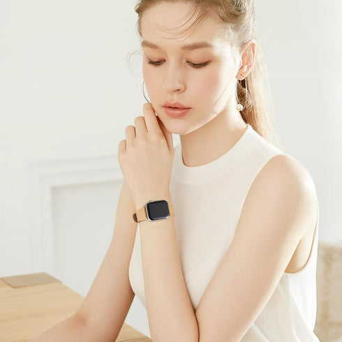 MNBVCXZ Compatible with Apple Watch Band 38mm 40mm 41mm 42mm 44mm 45mm 49mm Women Men Girls Boys Genuine Leather Replacement Strap for iWatch Seri...