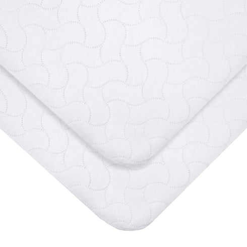 American Baby Company 2 Pack Waterproof Flat Reusable Bassinet Mattress Pad Protector, Embossed Quilt-Like Bassinet Protective Mattress Pad Cover ...