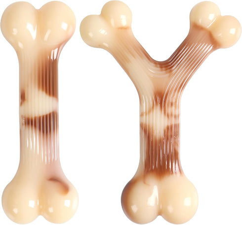 2 Pack Indestructible Dog Bones Chew Toys for Aggressive Chewers, Long Lasting Nylon Bone Tough Durable Dog Toys Puppy Toys Teeth Cleaning for Med...