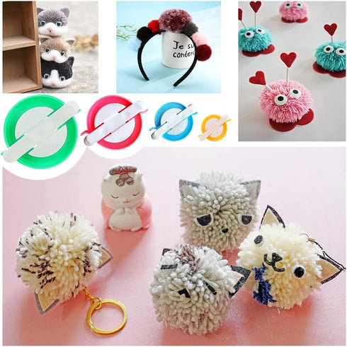 Pom Pom Maker,30pcs Pom Pom Makers kit Includes 8 PCS Pom Pom Maker+2pcs Scissors+10pcs Plastic Needles+10pcs kntting Stitch Markers for DIY Wool ...
