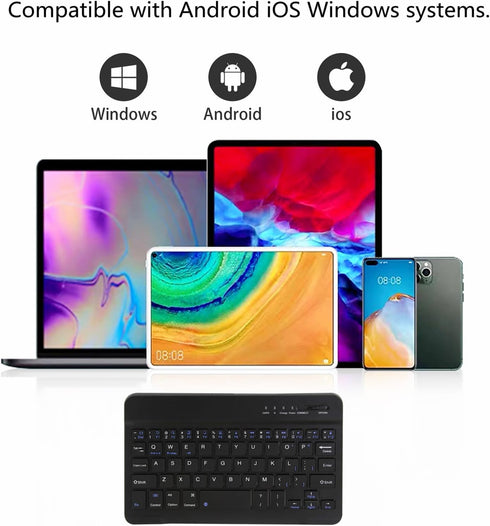 FLY WAY Portable Wireless Bluetooth 3.0 Keyboard,Ultra-Slim Mini Keypad 78 Keys Rechargeable Bluetooth Keyboard for iOS Android Windows Tablets an...