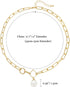Mesovor Single Pearl Pendant Necklace for Women, 16K Gold Plated Paperclip Chain Necklace...