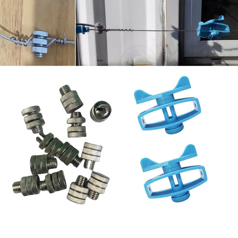 Electric Fence Kit, 12 Pieces Electric Wire Connector Split Bolt Joint Clamp with 2 Pieces Wire Tensioner for Electric Fencing...