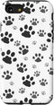 iPhone SE (2020) / 7 / 8 Cute Dog Paw Pattern Gift Case Puppy Lover Black White Print Case...