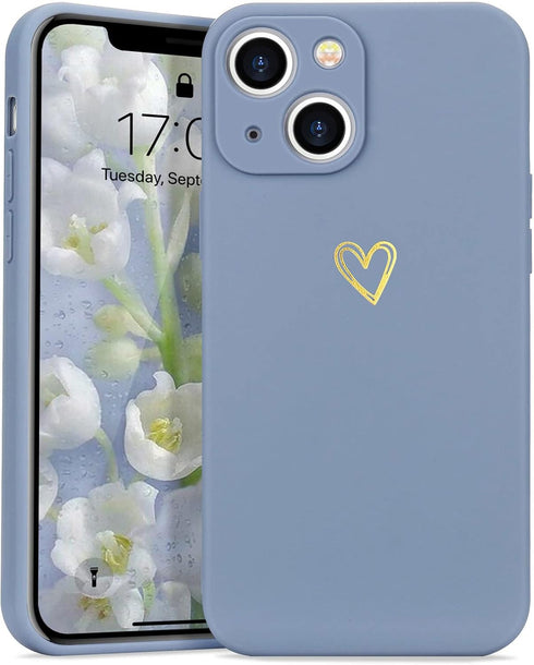 for iPhone 13 Case Cute Slim Shockproof Phone Case with Wireless Charging Support and Protection, Blue Grey......