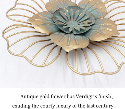 Funerom Golden Floral Wall Decoration Metal Flower Wall Decor 11x1.5x11 inches...
