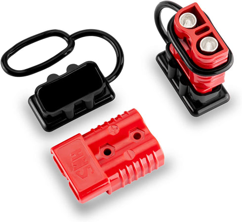 2-4 Gauge Battery Quick Connect Disconnect Electrical Plug Kit 175 Amps Wire Harness Plug for Winch Trailer, 2 Pack, Red...