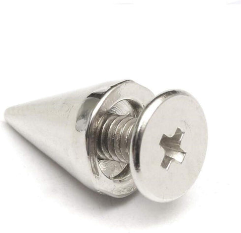 RUBYCA 100 Sets 10MM Silver Color Bullet Cone Spike and Stud Metal Screw Back for DIY Leather-Craft...