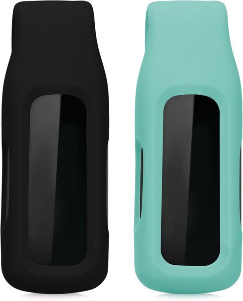 kwmobile 2X Clip Holders Compatible with Fitbit Inspire 3 / Inspire 2 / Ace 3 - Clip-On Holder Replacement Set - Black/Mint...