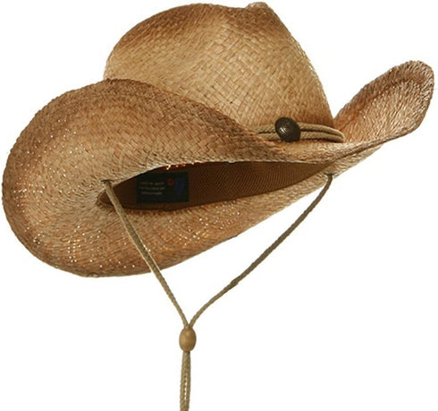 MG Tea Stain Raffia Straw Cowboy Hat (Natural), Natural Tea, Size One Size...