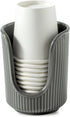 Ceramic Bathroom Cup Dispenser with Stylish Vertical Stripes - Disposable Mouthwash Cup Holder Holds 3-4oz Paper Cups for Rinsing Cups on Bathroom...