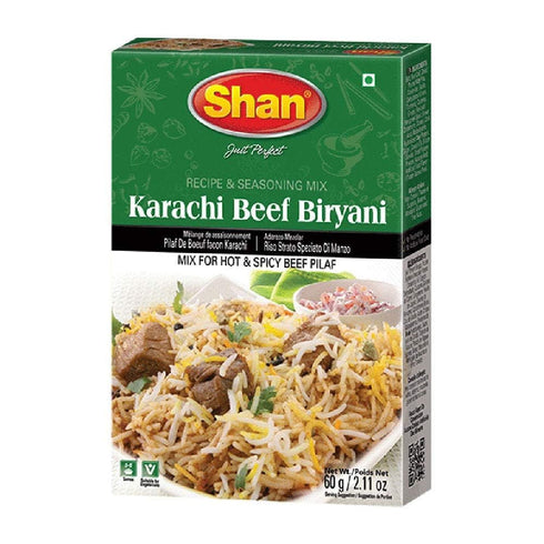 Shan Karachi Beef Biryani Recipe and Seasoning Mix 2.11 oz (60g) - Spice Powder for Hot and Spicy Beef Pilaf - Suitable for Vegetarians - Airtight...