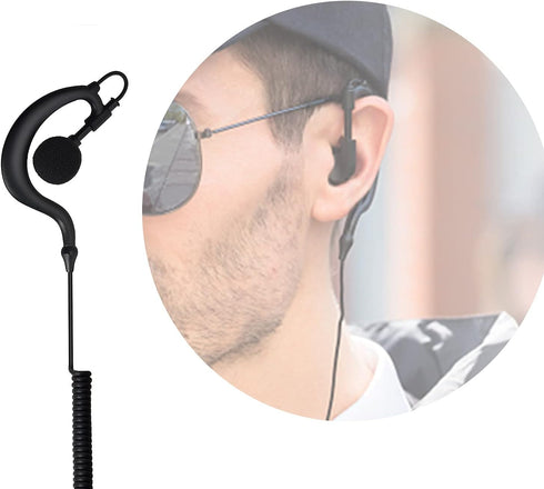 HYS G Shape Earpiece Headset with Built-in line mic PTT(Push to Talk) Ear Hook Earpiece Waterproof Jack for Yaesu Vertex VX-6R VX-7E VX-127 VX-170...