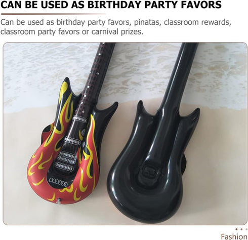 Zerodeko 6Pcs Inflatable Guitars, Blow Up Flame Guitar Toys Air Inflation Musical Instruments 80s 90s Rock and Roll Party Decorations Musicial Par...