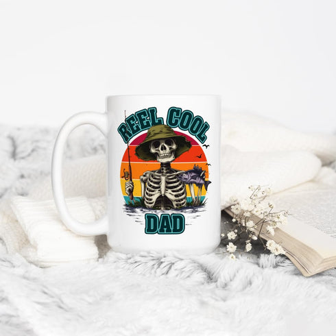 Reel Cool Dad Coffee Mug, Fishing Lover Gifts for Dad, Father's Day Cup, Fishing Gifts for Men (15oz)...