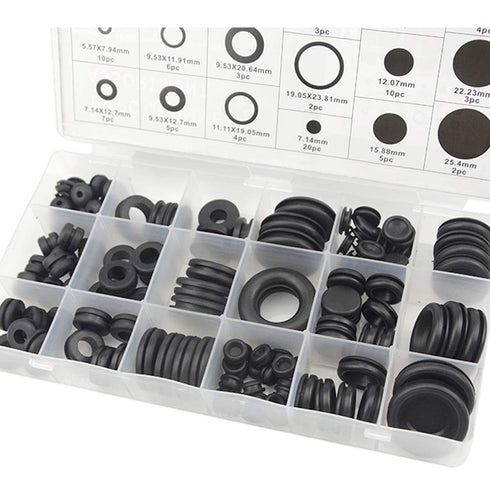 XINGYHENG 125Pcs 18 Sizes Rubber Grommets Eyelet Ring Gasket Repair Box Washer Seal Assortment Set for Plumbing Automotive General Repair...