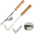 2 Pcs Stainless Steel Manual Weeder Tool Set - V-Shaped Fork & Crack Weeder for Deep Root Digging, Crevice Weeding Tool, Wood Handle Gardening Too...