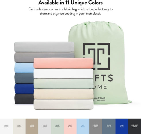TAFTS 100% Viscose derived from Bamboo Fitted Crib Sheets, Girls, Boys & Unisex, 8 Inch Deep Pocket, Standard Crib & Toddler Mattress, Cooling, So...