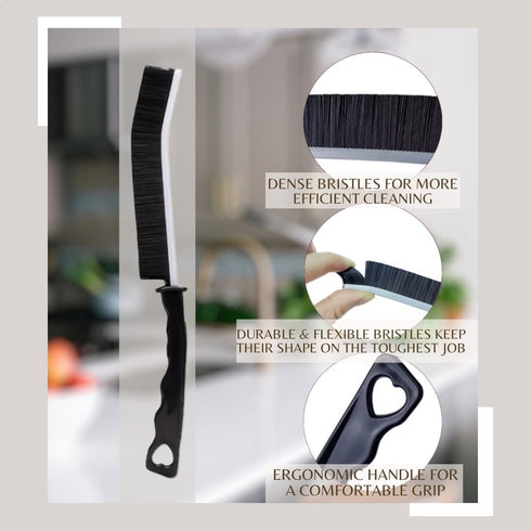 J's 2pc Hard Crevice Cleaning Bristle Brush Bendable Gap Brush, Cepillos para limpiar Banos, Cleaning Tool for Bathroom, Household, and Kitchen, F...