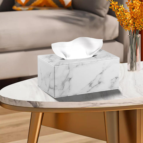 Tissue Box Cove Rectangular,Cut Leather Tissues Cube Box Holder,Modern Facial Paper Towels Organizer,Box Tissue Dispenser Decor Accessories for Ba...