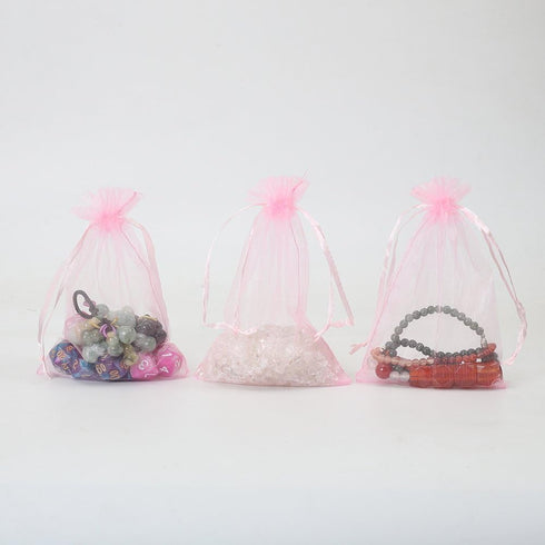 HRX Package 100pcs Pink Organza Bags,4 x 6 inches Wedding Christmas Favors Gift Drawstring Bags Jewelry Pouches...
