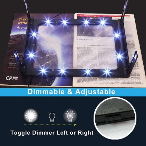 Hands-Free Magnifying Glass Large Full-Page Rectangular 3X Magnifier LED Lighted Illuminated Foldable Desktop Portable for Elder...