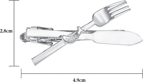 Yoursfs Unique Fork and Knief Tie Clip for Men Gold Silver 316L Stainless Steel Tie Bar Pin Novelty Men's Jewelry Gift...