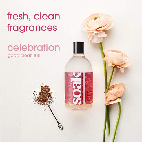 Soak Laundry Soap – No Rinse, Plant Derived Hand Wash Detergent - 375 ml / 12 fl. oz, 75+ Washes (Celebration)...