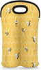 2 Bottle Wine Carrier Tote Bag Cute Bees Insulated Neoprene Portable Bottle Holder Great Gift for Wine Lover, Great for Picnics Travel BYOB, Outdo...