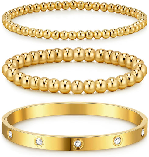 doubgood Gold Bracelets for Women Stackable Gold Bangles Friendship Beaded Bracelets Jewelry Set for Mother's Day Gifts Valentine Wedding Birthday...