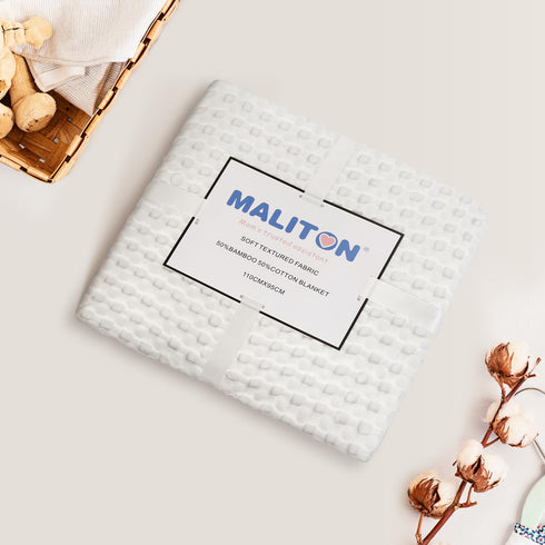 Maliton Cooling Waffle Baby Blanket for Boys Girls, Breathable Soft Cotton Baby Blankets, Neutral Nursery Swaddle Blankets, Lightweight Throw Blan...