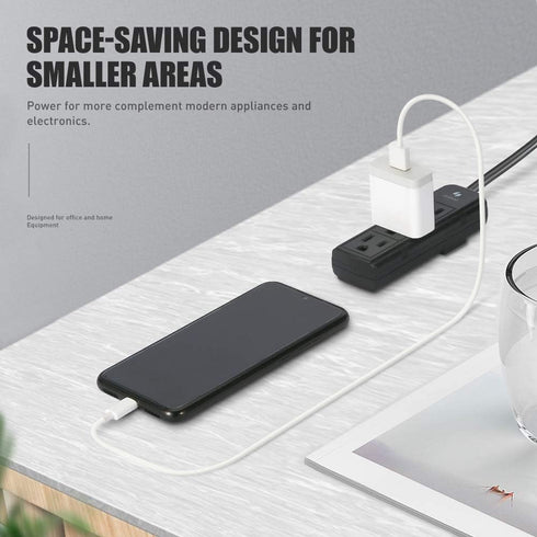 Power Strip 3 Prong Outlet - Slim Black 3 Grounded Outlets Heavy Duty Extension Power Cord Power Strip No Surge Protector with Wall Mount Hole Ide...