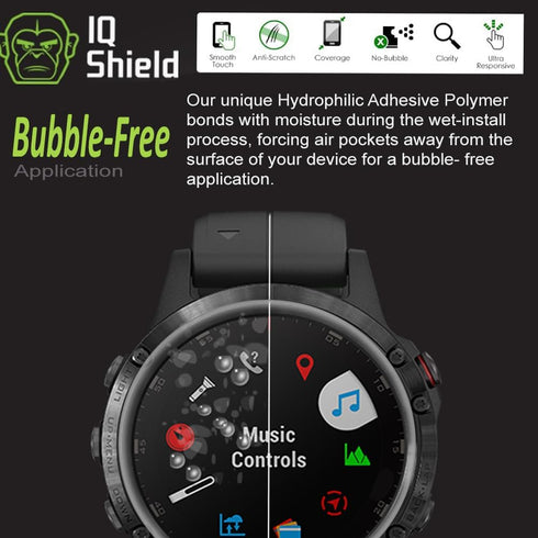 IQShield Screen Protector Compatible with Garmin Fenix 5 / Garmin Fenix 5 Plus (6-Pack) Anti-Bubble Clear TPU Film...