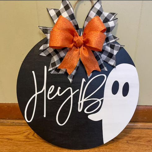 Halloween Stencils for Painting 12inch Large Reusable Halloween Stencil for Door Hanger Round Happy Halloween Ghost Templates for Wood Walls Windo...