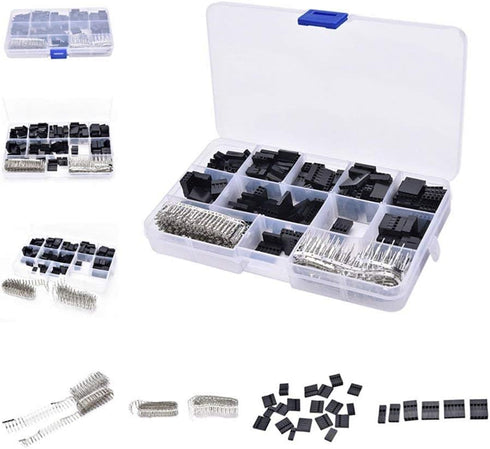 CHENBO 620pcs 2.54mm/0.1" Connectors Wire Jumper Cable Pin Header Connector Housing Assortment Kit Male Female Crimp Pin Connector Terminal Pitch ...