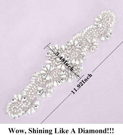 Pardecor Belt with Rhinestone Bridal Wedding Dress Belt Silver Crystal Rhinestone Pearl Belts Beaded Women's sash for Bridesmaid Gowns...