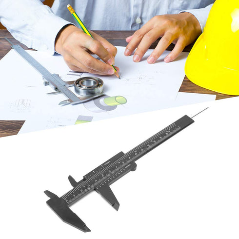 Plastic Vernier Caliper with Double Sided Scale High Accuracy 0.05mm Resolution 150mm for Eyebrow Stencil Makeup Student School Office Home(Black)...