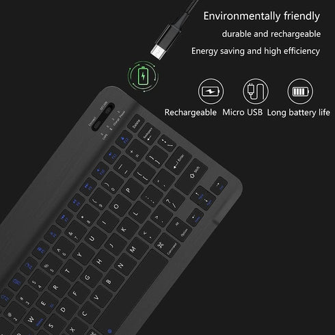 Russian Keyboard, Thin 7 Inch Rechargeable Russian and English Bilingual Bluetooth Keyboard,for Andriod for Win for iOS, and wearresistant...