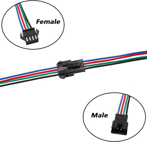 mxuteuk 20 Pairs 22 AWG JST SM Plug 4 Pin Male to Female LED Wire Connector Adapter Electrical Cable 150mm for Led Strip 5050 3528...