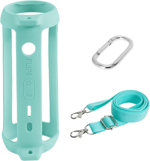 co2CREA Soft Silicone Case Replacement for JBL Flip 6 Portable Bluetooth Speaker (Teal Case)...