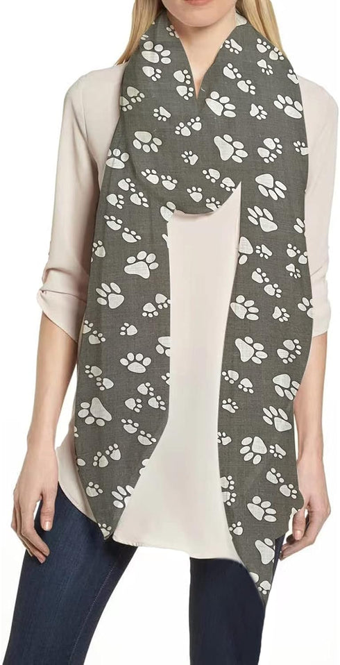 Lina & Lily Dog Cat Paw Print Women's Scarf Shawl Wrap Lightweight...
