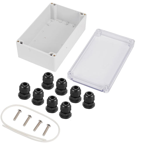 Junction Box 230x150x87mm, ABS Plastic DIY Electrical Project Case with Clear Cover IP65 Waterproof Dustproof Enclosure Grey (9.1"x5.9"x3.4"inch)¡...