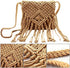 Van Caro Handwoven Cotton Straw Shoulder Bag Crochet Tassel Beach Bohemian Purse for Women...
