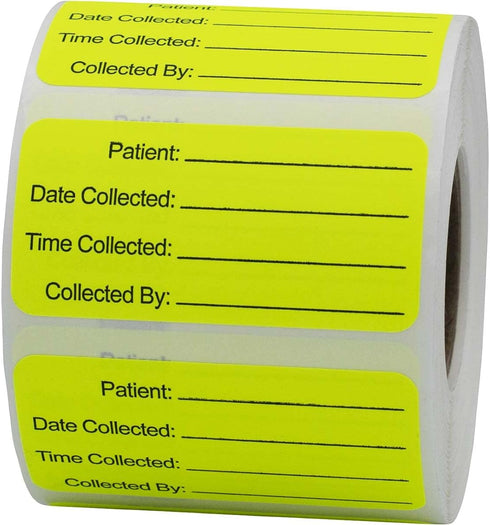 Specimen Collection Medical Healthcare Labels, 1 x 2" Inch Rectangles, 500 Total Per Roll...