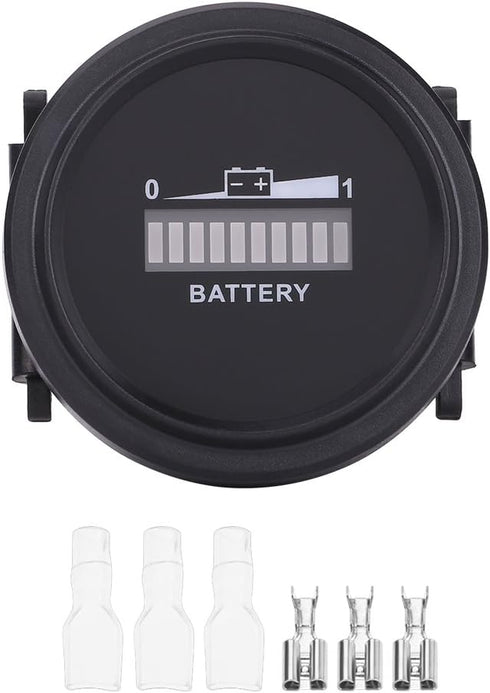 Qiilu LED Battery Indicator Meter, 12V 24V 36V 48V 72V LED Digital Battery Indicator Meter Gauge Status Monitor Compact Tester for Carts Forklift ...