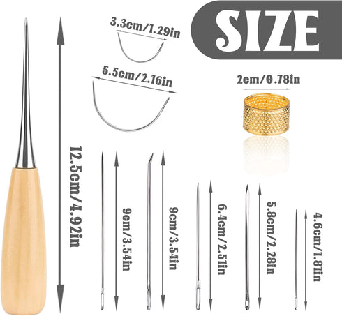 BAGERLA 273 Yards Leather Waxed Thread Sewing Kit Including Sewing Thread Needle Awl Thimble, Leather Sewing Upholstery Repair Kit for Leather Car...