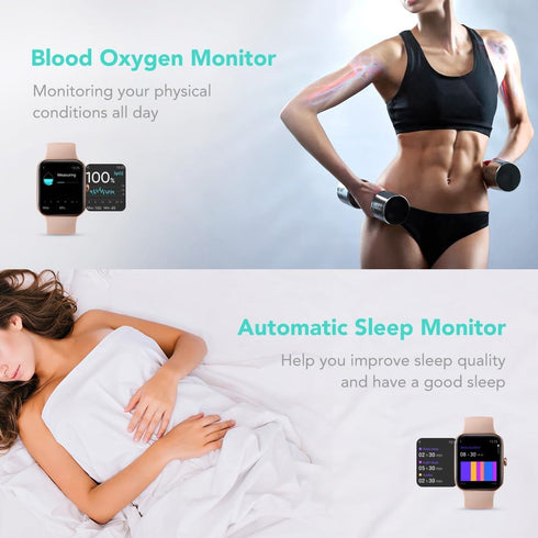 SKG Smart Watch for Women, Fitness Tracker with 5ATM Swimming Waterproof, Sleep Monitor, 1.7'' Touch Screen Smartwatch Fitness Watch for Android-i...